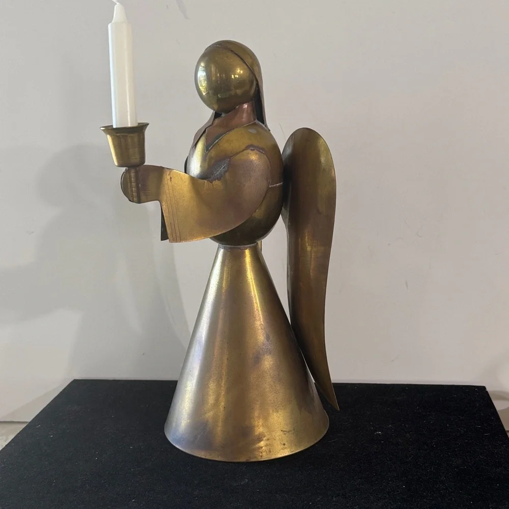 Brass Angel Candleholder Vintage Christmas Decor
